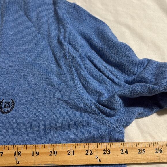 CHAPS mens size XL blue v neck cotton cashmere pullover sweater tiny pull shown - Picture 4 of 11